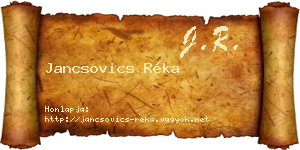 Jancsovics Réka névjegykártya